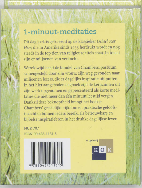 Achterkant van Geheel voor hem 1 minuut meditaties