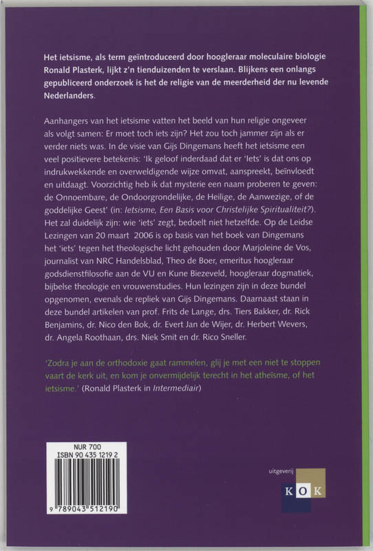 Achterkant van In iets geloven