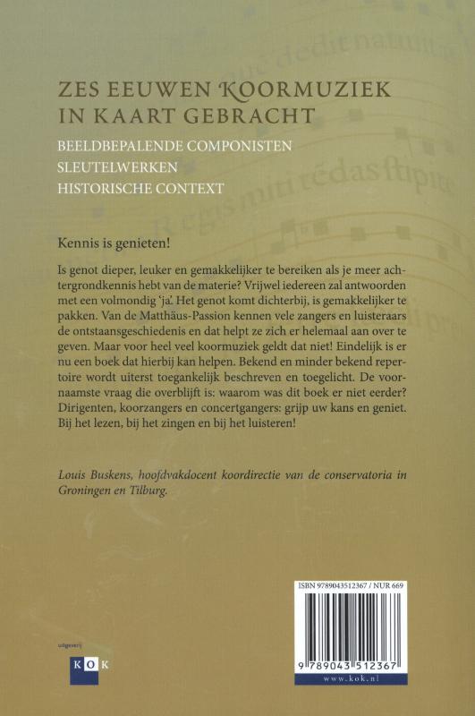 Achterkant van Handboek van de koormuziek
