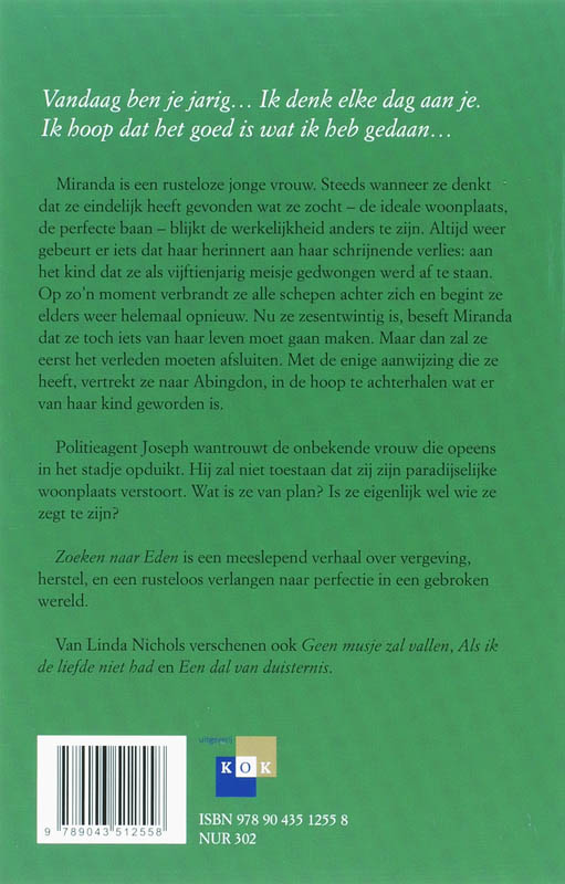Achterkant van Zoeken naar Eden