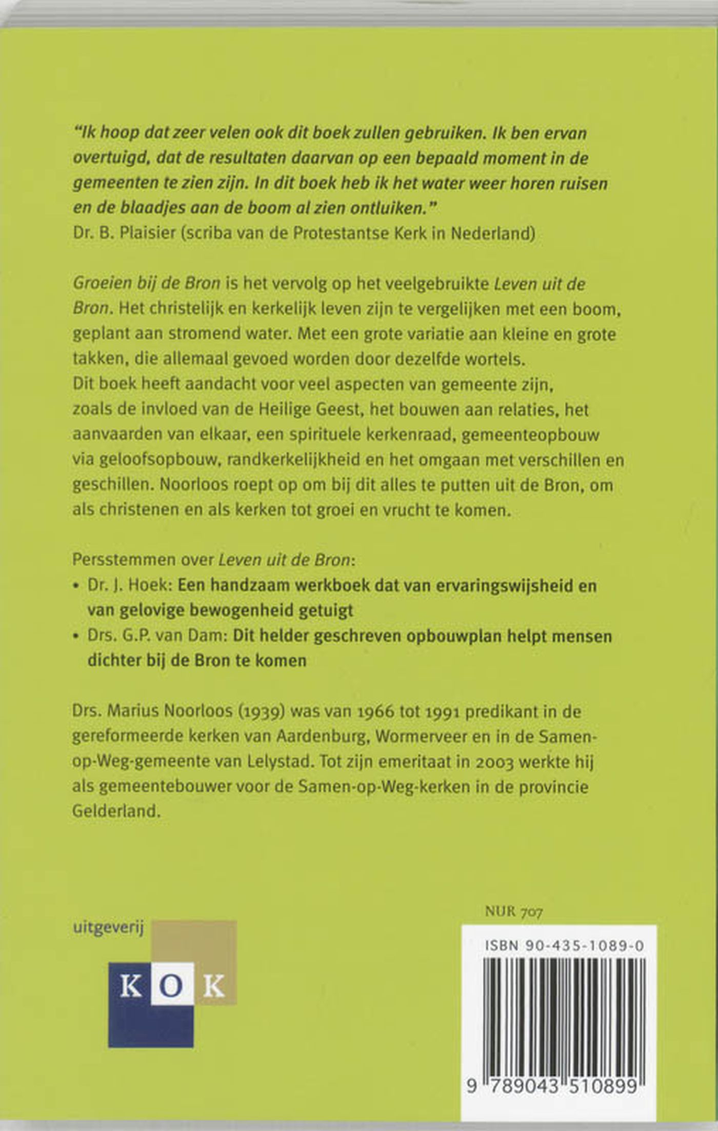 Achterkant van Groeien bij de Bron