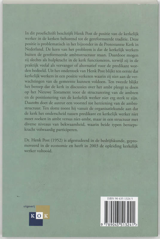 Achterkant van De kerkelijk werker en het ambt