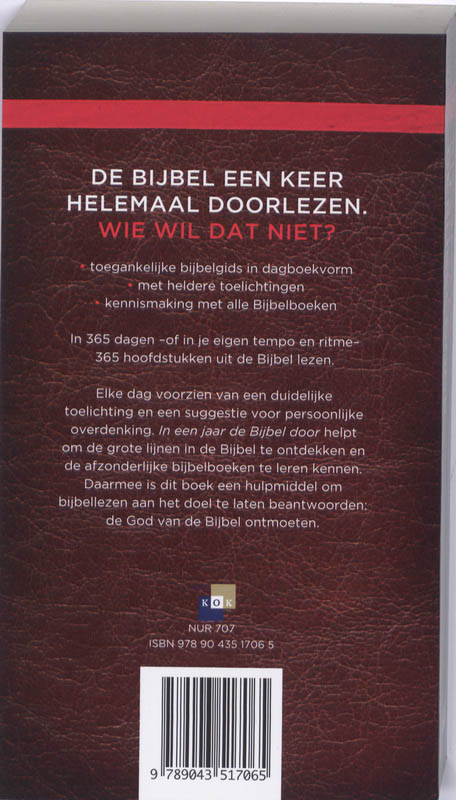 Achterkant van In een jaar de bijbel door