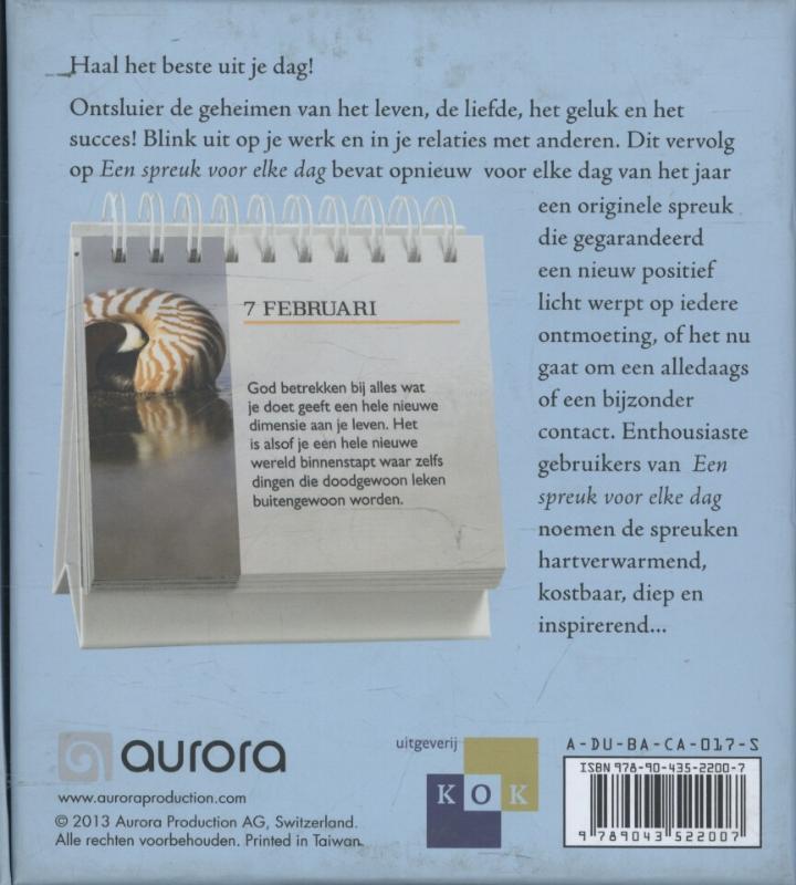 Achterkant van Een nieuwe spreuk voor iedere dag