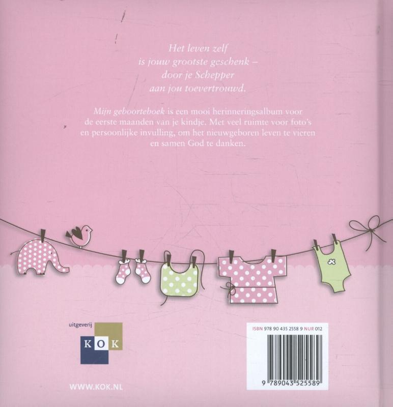 Achterkant van Mijn geboorteboek (Roze)