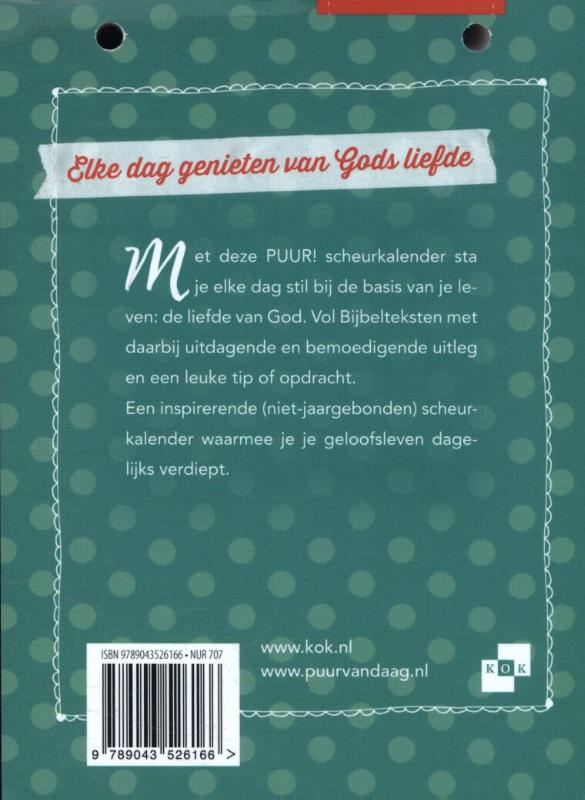 Achterkant van PUUR! scheurkalender