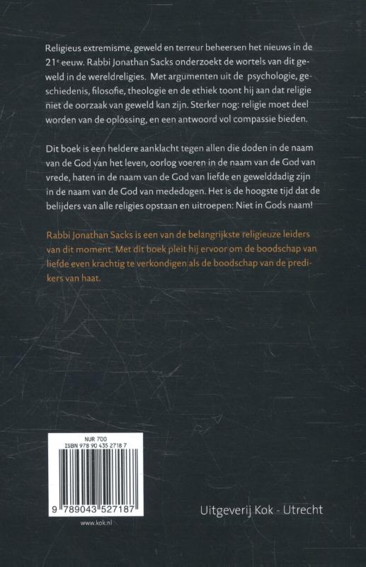 Achterkant van Niet in Gods naam