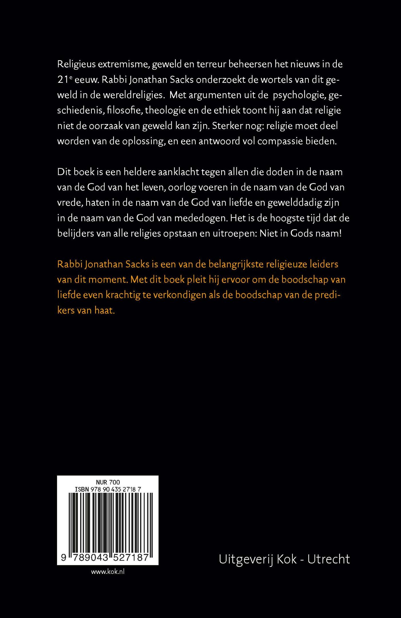 Achterkant van Niet in Gods naam