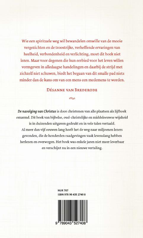 Achterkant van De navolging van Christus