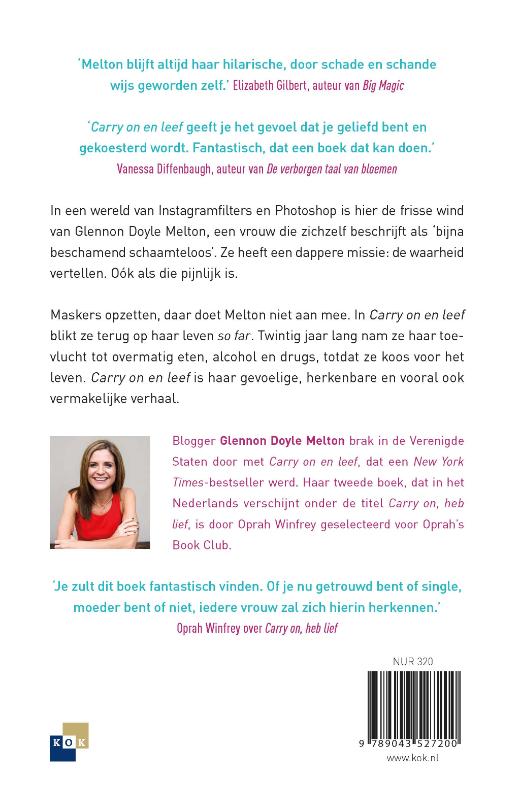Achterkant van Carry on en Leef