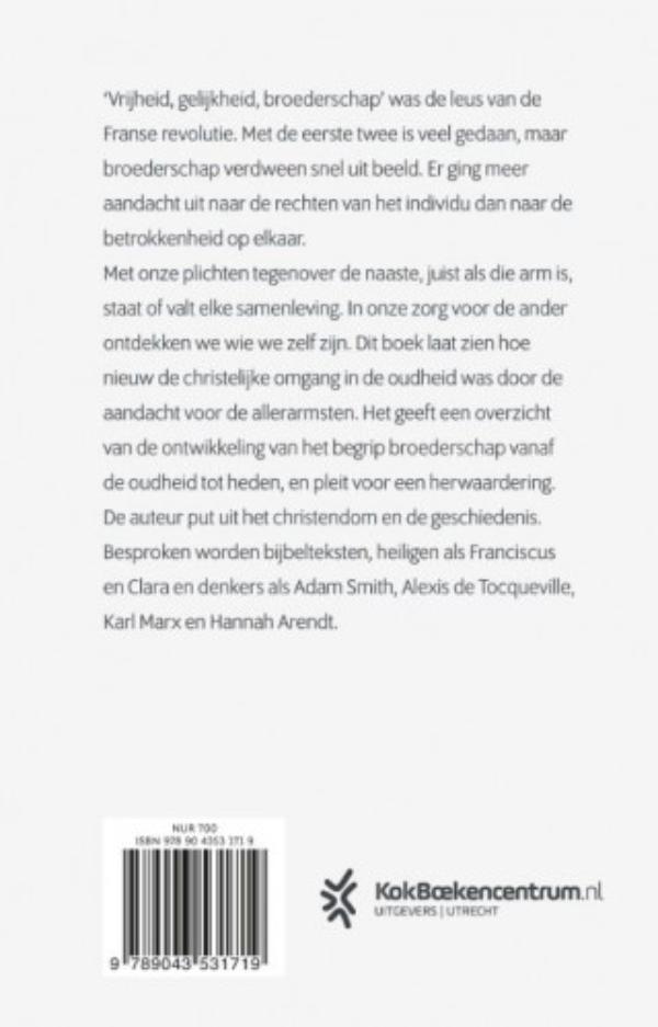 Achterkant van Zonder broederschap geen vrijheid en gelijkheid
