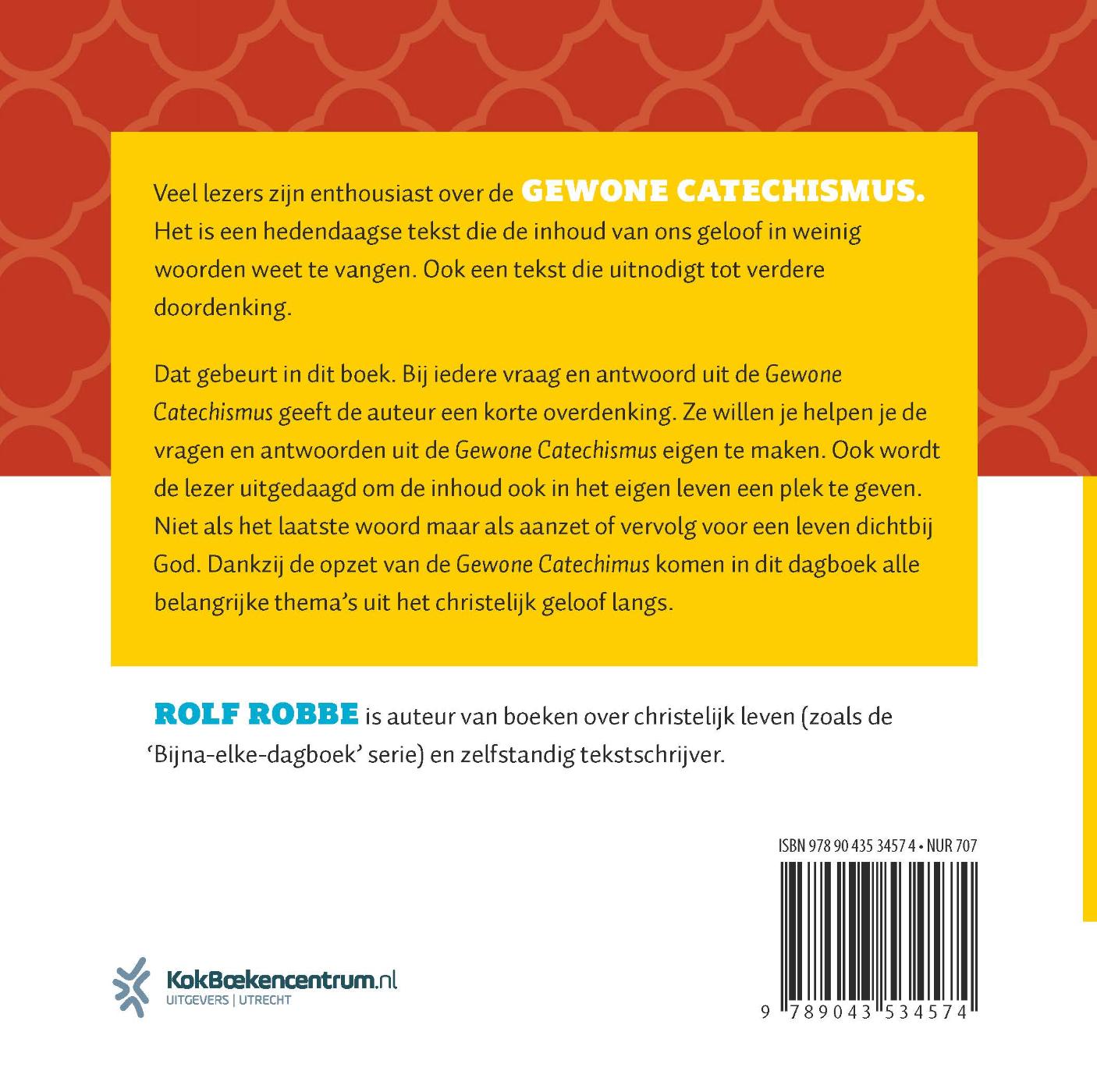 Achterkant van 101 dagenboek bij de Gewone Catechismus