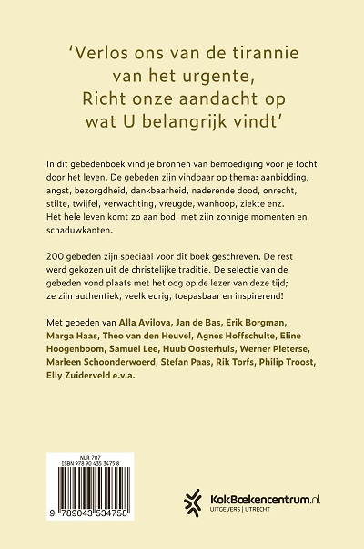 Achterkant van Gebeden voor lichte en donkere dagen