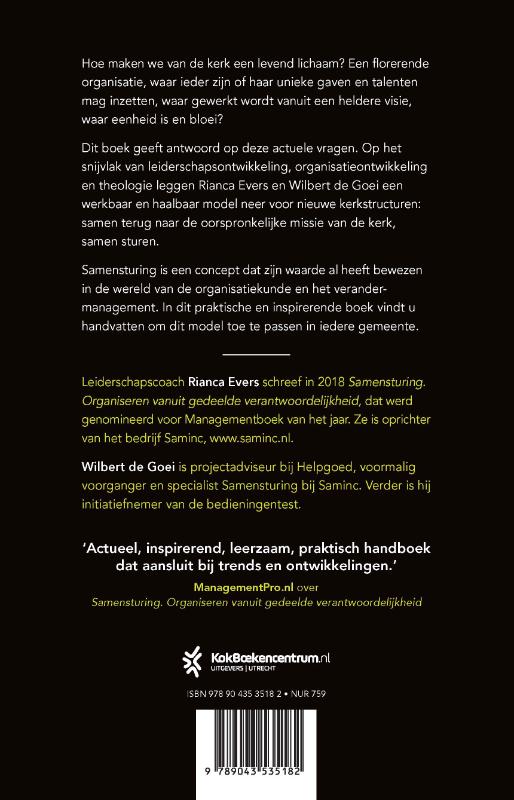 Achterkant van Samensturing in de kerk