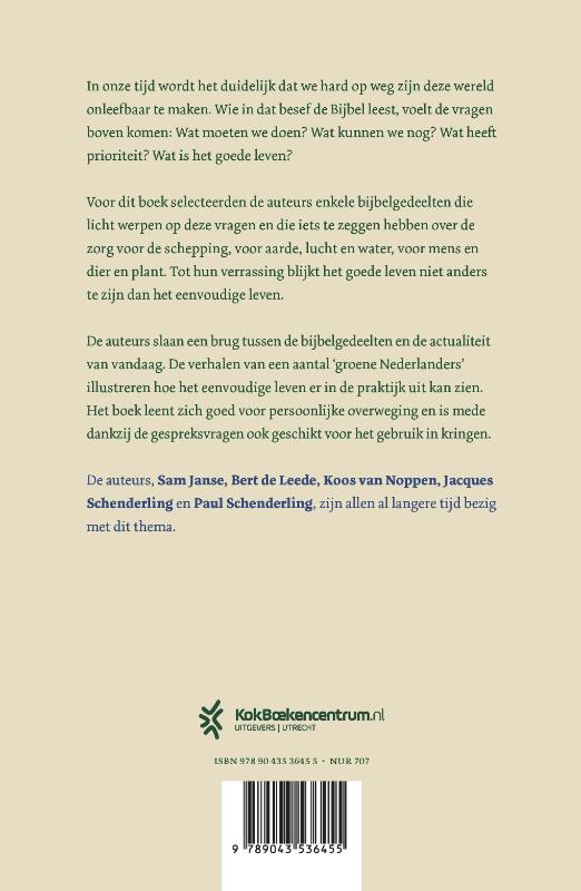 Achterkant van Eenvoudig leven