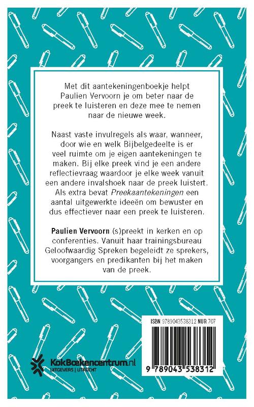 Achterkant van Preekaantekeningen