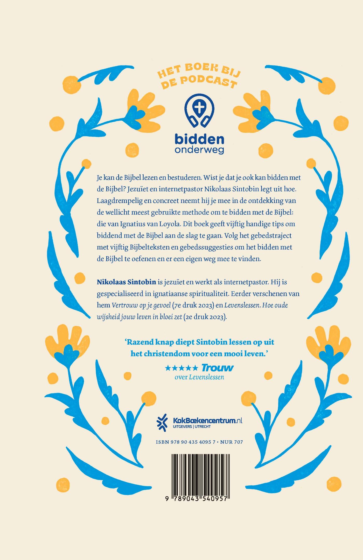 Achterkant van Bidden met de Bijbel