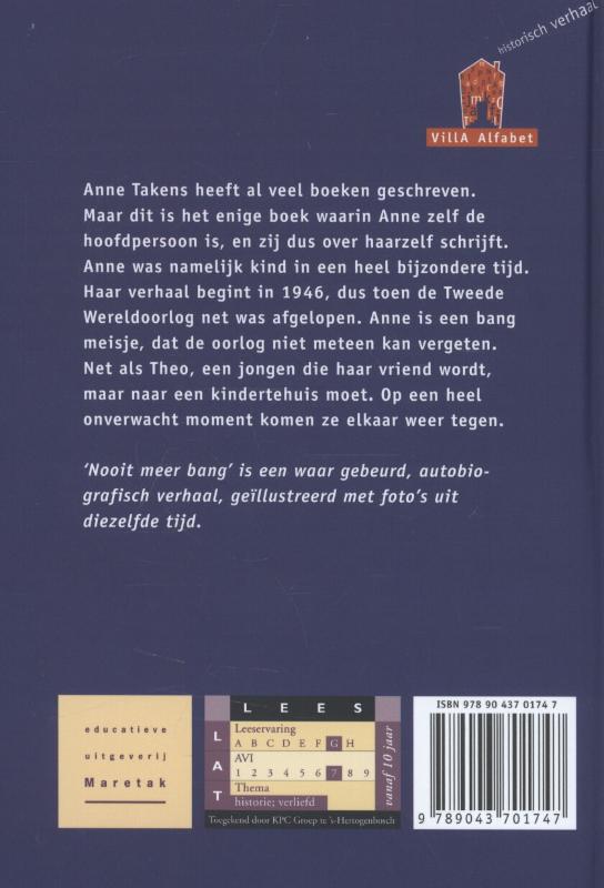 Achterkant van Nooit meer bang