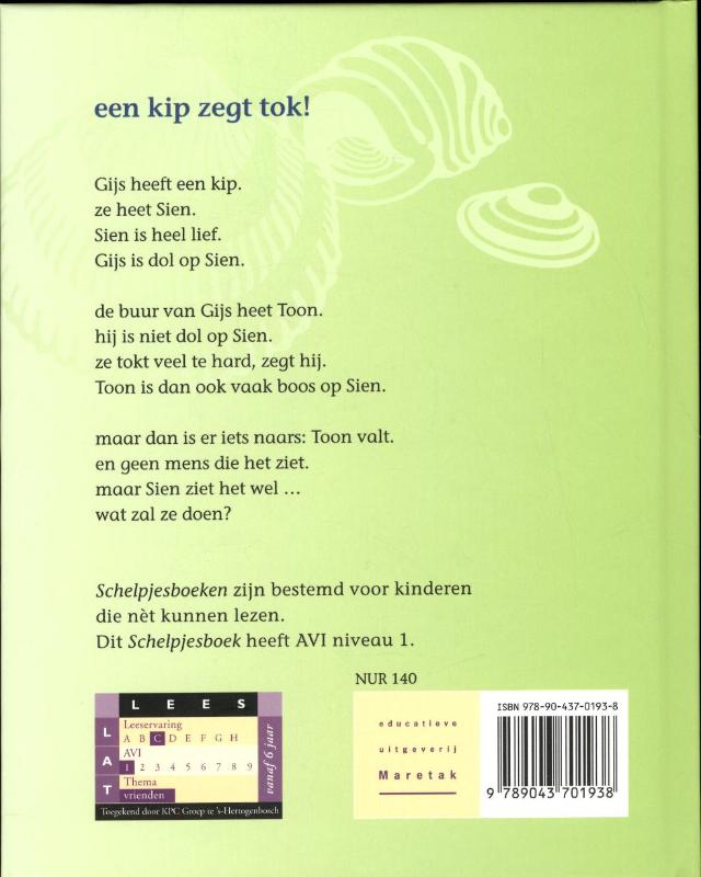 Achterkant van Een kip zegt tok!