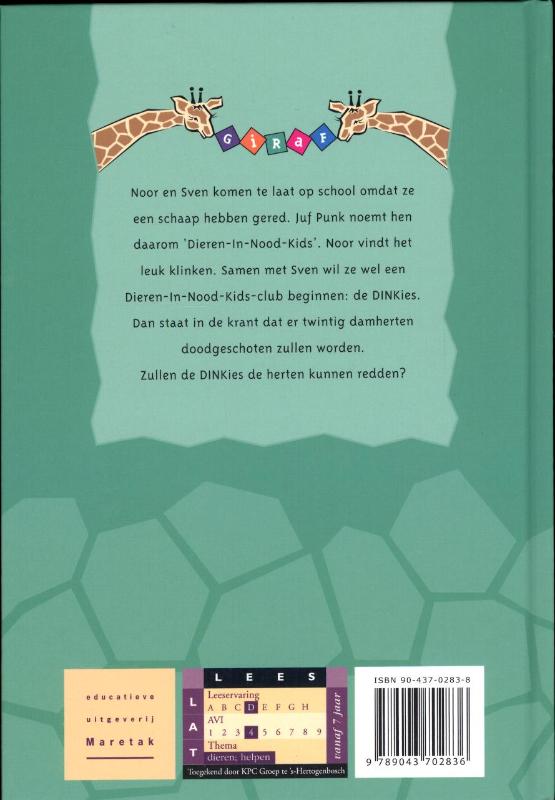 Achterkant van De DINKies: Herten in nood!