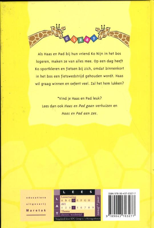 Achterkant van Haas en Pad en de wedstrijd
