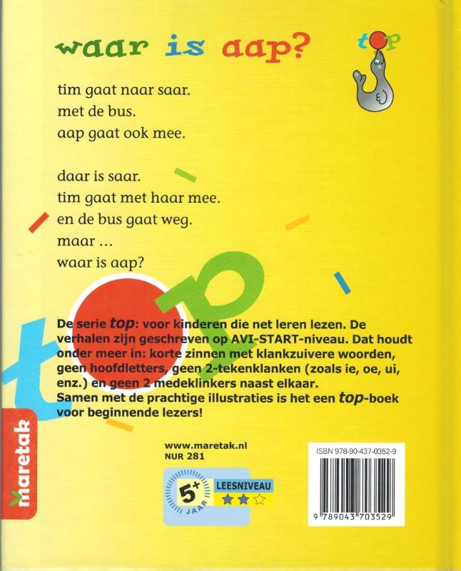 Achterkant van Waar is aap?