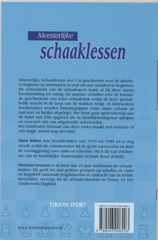 Achterkant van Meesterlijke schaaklessen 1