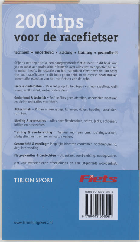 Achterkant van 200 tips voor de racefietser