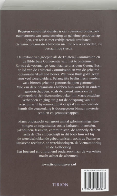 Achterkant van Regeren vanuit het duister