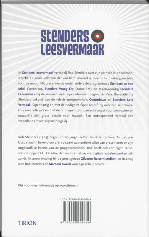 Achterkant van Stenders Leesvermaak