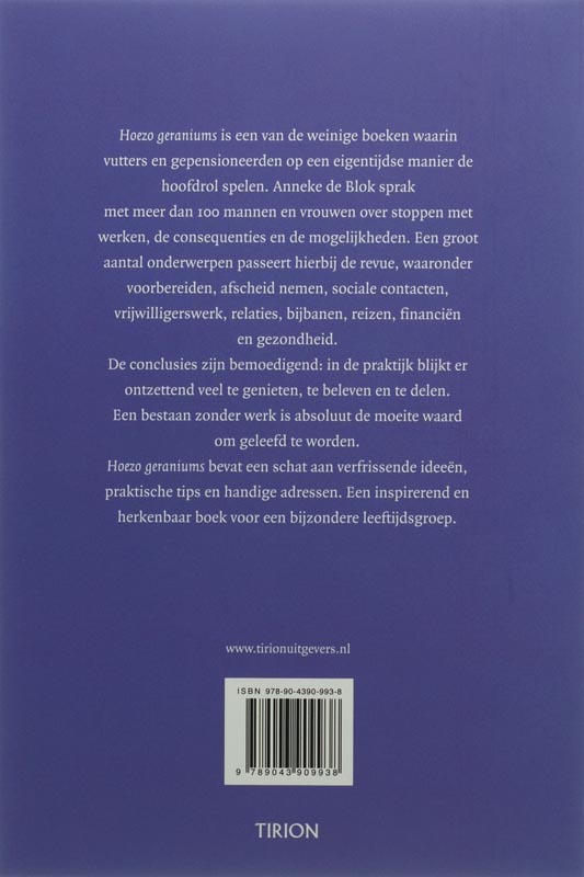 Achterkant van Hoezo, geraniums