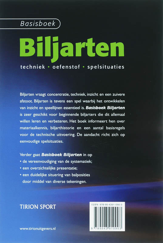Achterkant van Basisboek Biljarten