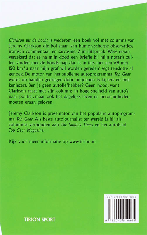 Achterkant van Clarkson uit de bocht