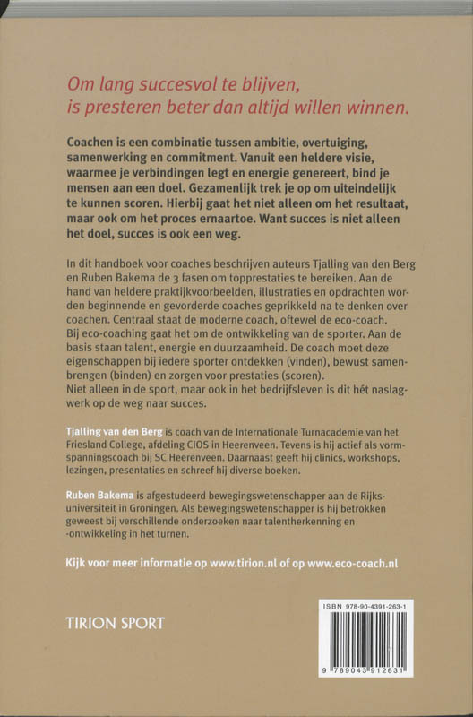 Achterkant van Coachen, vinden, binden, scoren