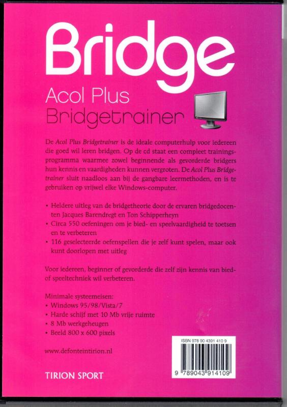 Achterkant van Bridge Acol Plus