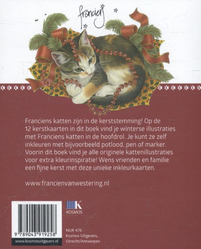 Achterkant van Franciens katten kerstkleurboek om te versturen