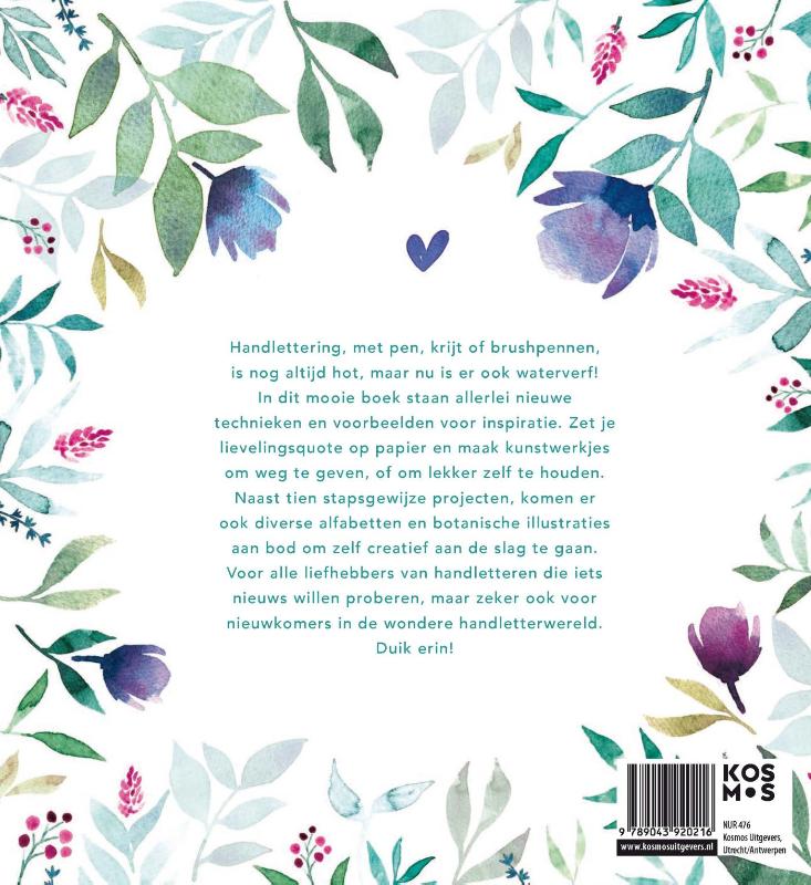 Achterkant van Handlettering met waterverf