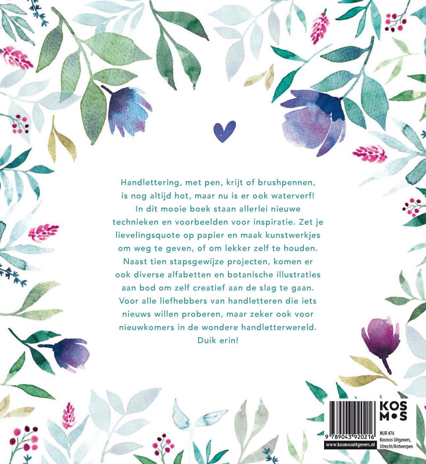 Achterkant van Handlettering met waterverf