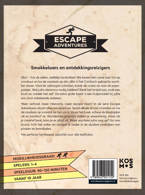 Achterkant van Escape adventures: Smokkelaars en ontdekkingsreizigers