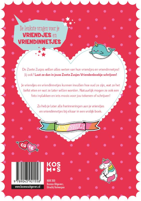Achterkant van De Zoete Zusjes vriendenboek