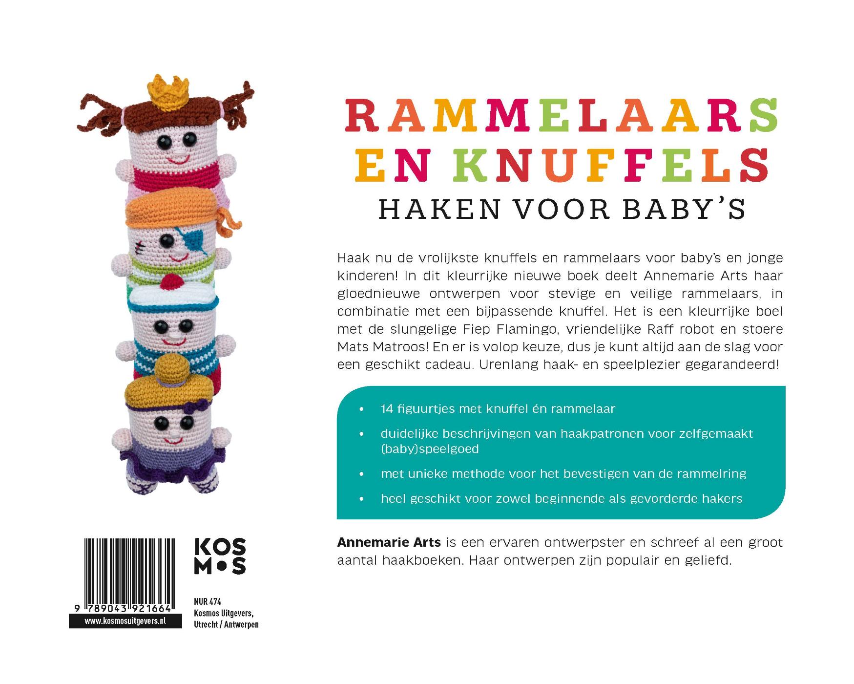 Achterkant van Rammelaars en knuffels