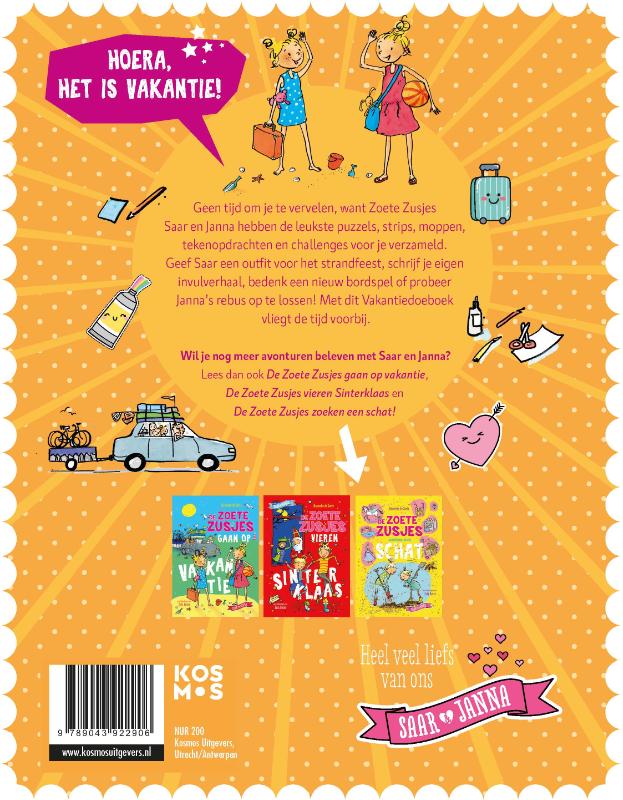 Achterkant van Het grote Zoete Zusjes vakantiedoeboek