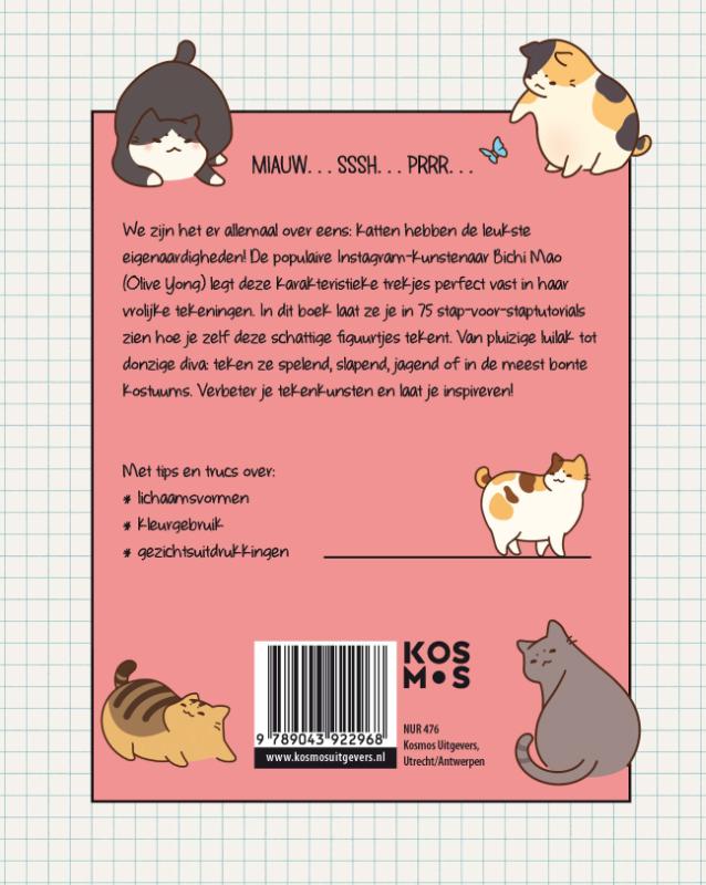 Achterkant van Kawaii kittens tekenen