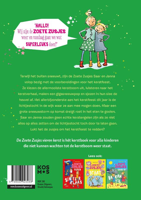 Achterkant van De Zoete Zusjes vieren kerst