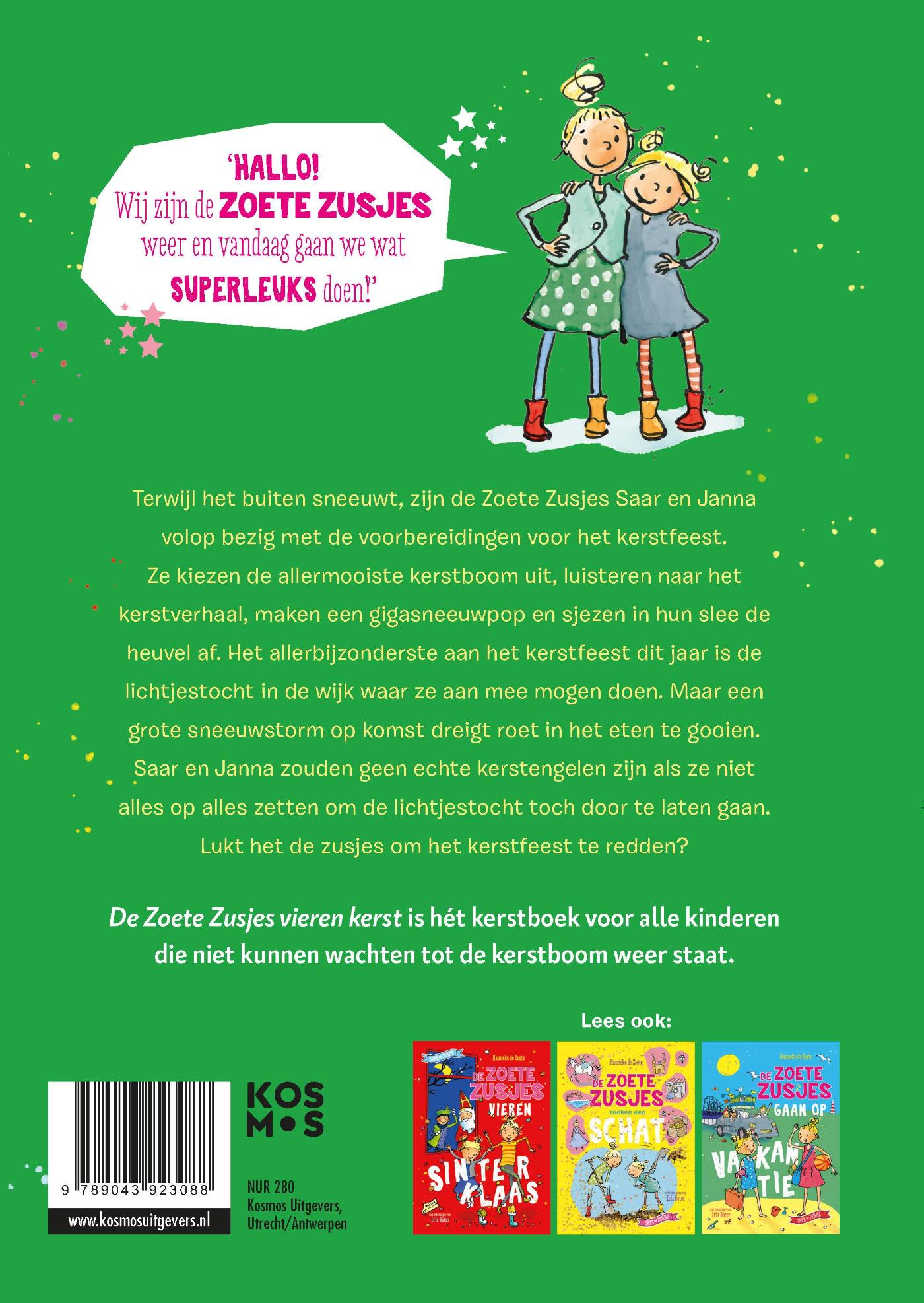Achterkant van De Zoete Zusjes vieren kerst