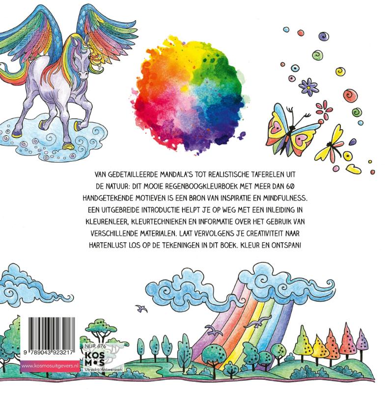 Achterkant van Regenboog mandala's kleurboek