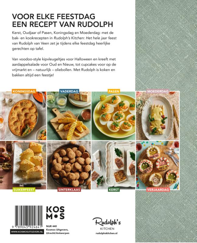 Achterkant van Rudolph's Kitchen Het hele jaar feest