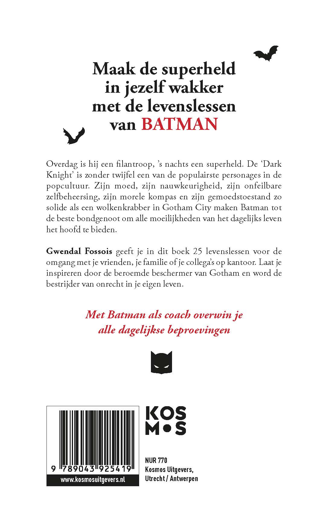 Achterkant van Doe en denk als Batman