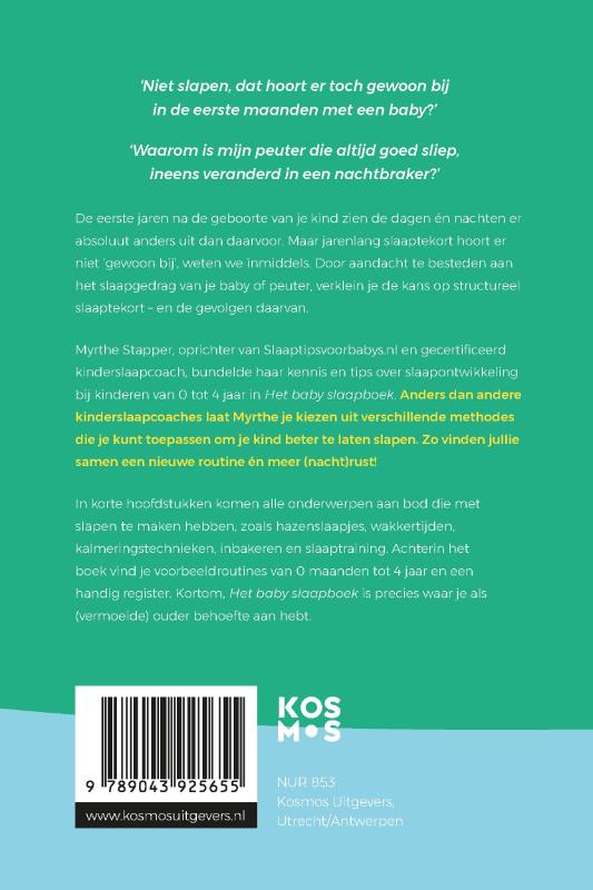 Achterkant van Het baby slaapboek