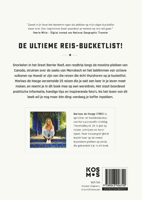 Achterkant van Bucketlist reizen